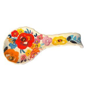 PIONEER WOMAN Flea Market Floral Stoneware Spoon Rest Retired Farmhouse 8.5” NWT
